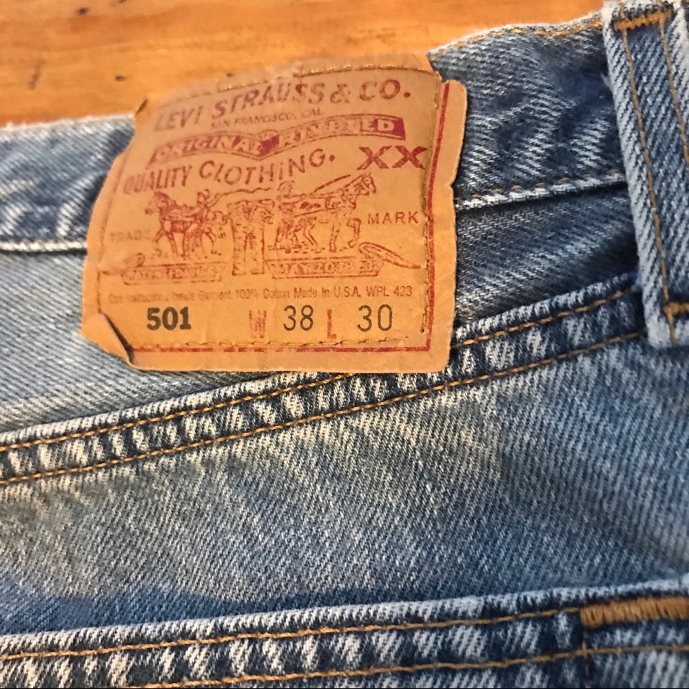 Vintage Worn Faded Levi’s 501 Button Fly Jeans 38 - Picture 4 of 9